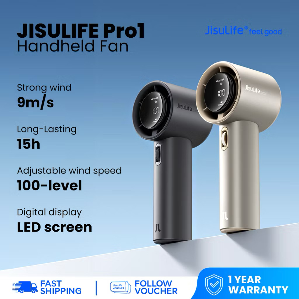 ￼44% OFF JISULIFE Handheld Fan Pro1 / Pro1S Rechargeable 100 Gear Wind Speed  Digital Display