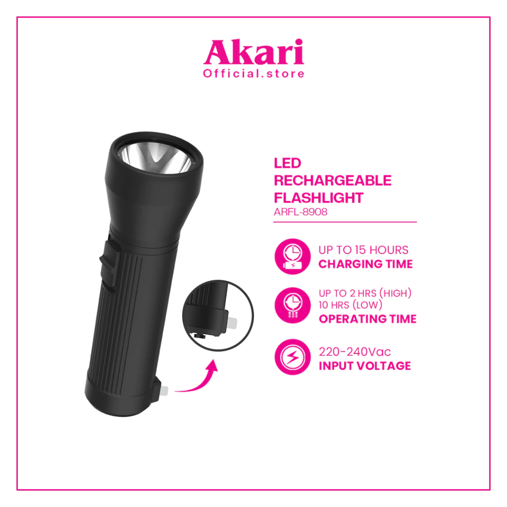 49% OFF Akari ARFL-8908 LED Rechargeable Flashlight | Ultra Bright Torch | Emergency Flashlight