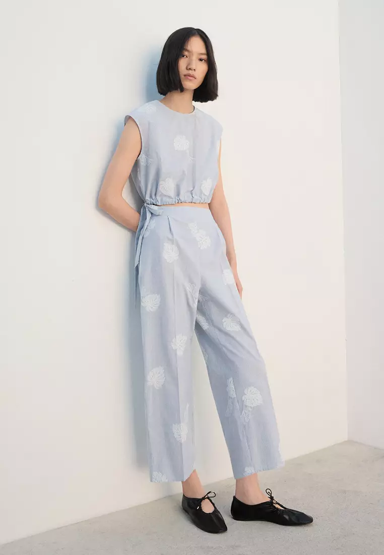 70% OFF Mango Embroidered Striped Trousers