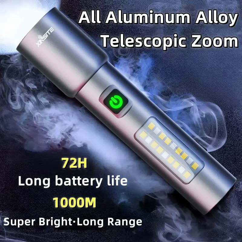 64% OFF Aluminum Alloy Flashlight Rechargeable Waterproof Original Super Bright Zoom Heavy Duty Flashlight