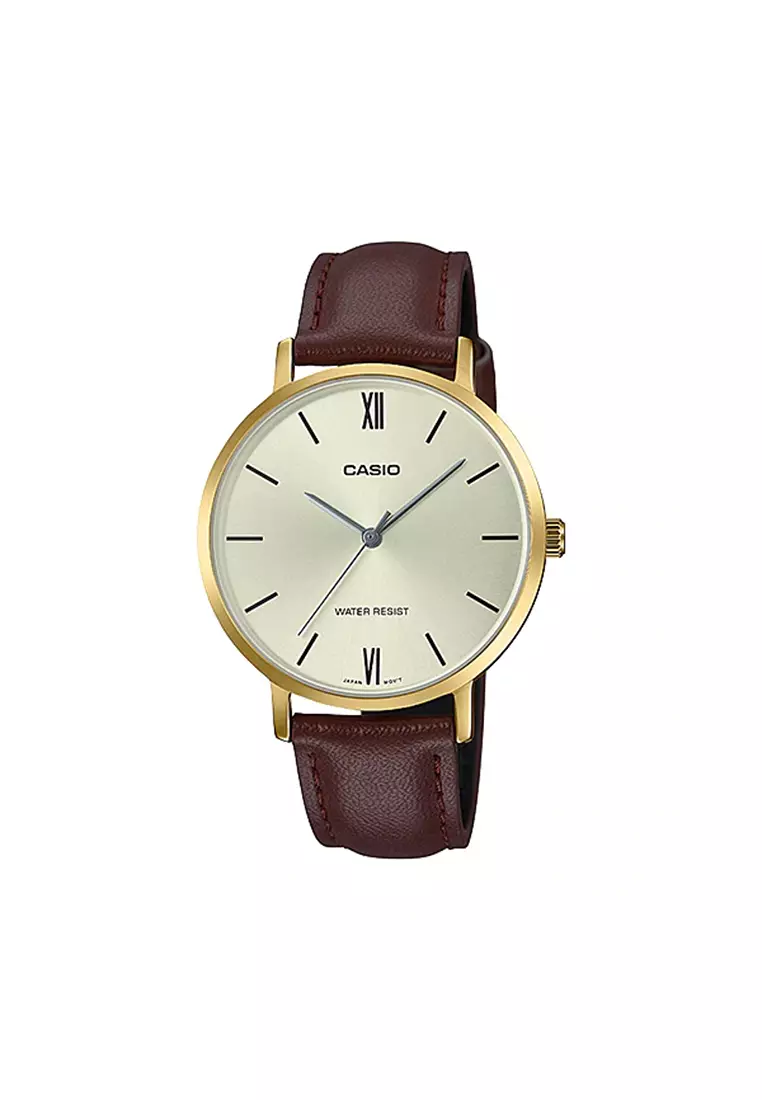 55% OFF Women's Analog LTP-VT01GL-9B Gold tone Brown Leather Watch