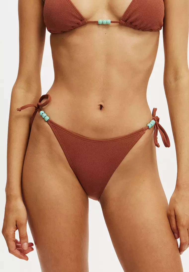 66% OFF Fixed Tie Side Cheeky Bikini Bottom
