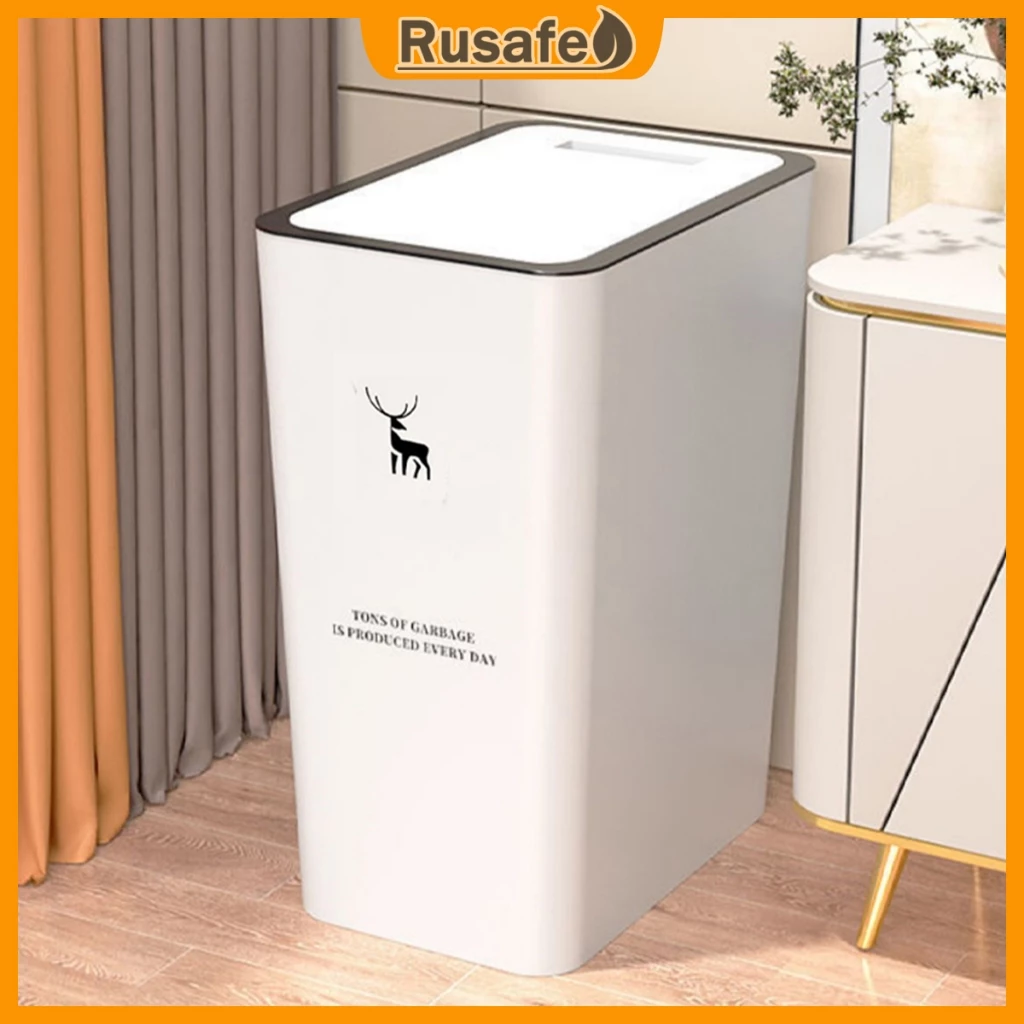 56% OFF 15L Press Type Trash Can Rectangular Trash Can With Cover Household Living Room Bathroom Trash Bin