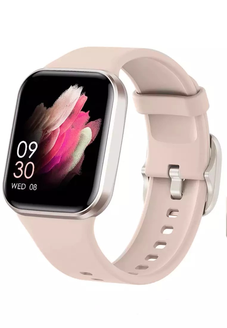 70% OFF Ladies IOS/Android Silver SmartWatch with Skin Color Rubber Strap
