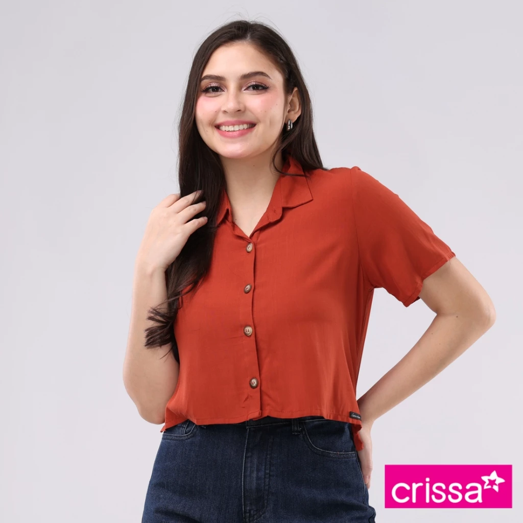 76% OFF Crissa Soft Linen Woven Short Sleeves Blouse CSTT29-0081 [Blouse for women]