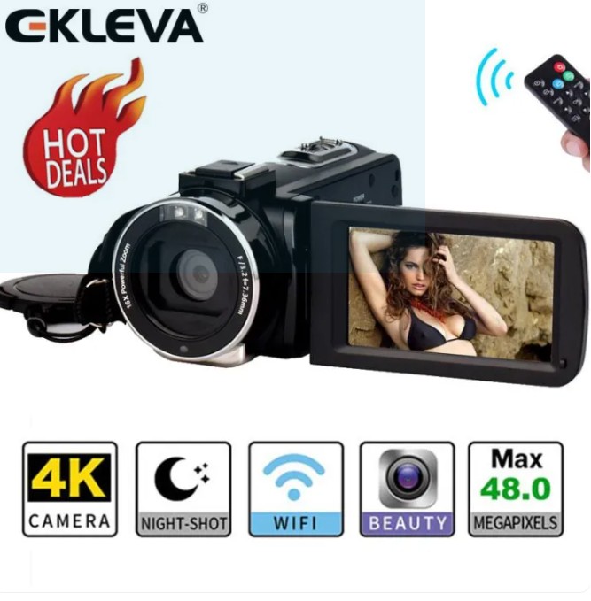 46% OFF EKLEVA Video Camera 4K/1080P Ultra HD Digital WiFi Camera 48.0MP/30.0MP 3.0 inch Touch Screen IR Night Vision 16X Digital Zoom Recorder Vlogging Camera with Remote Control