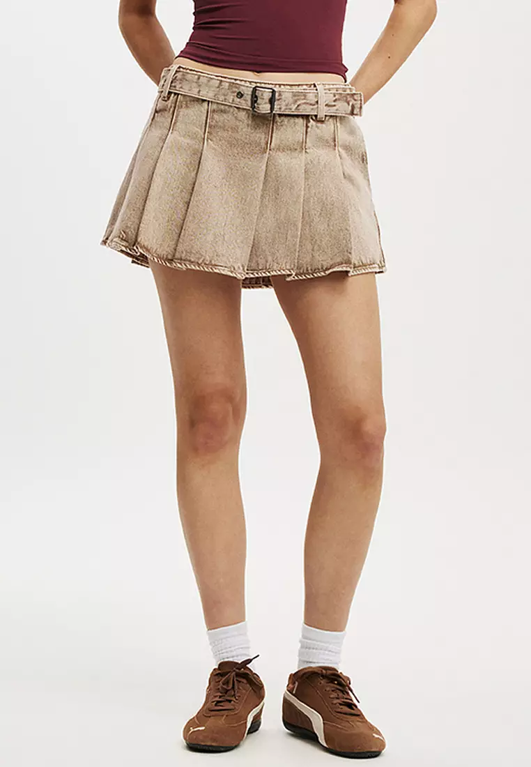 75% OFF Cotton On Luisa Pleated Denim Mini Skirt