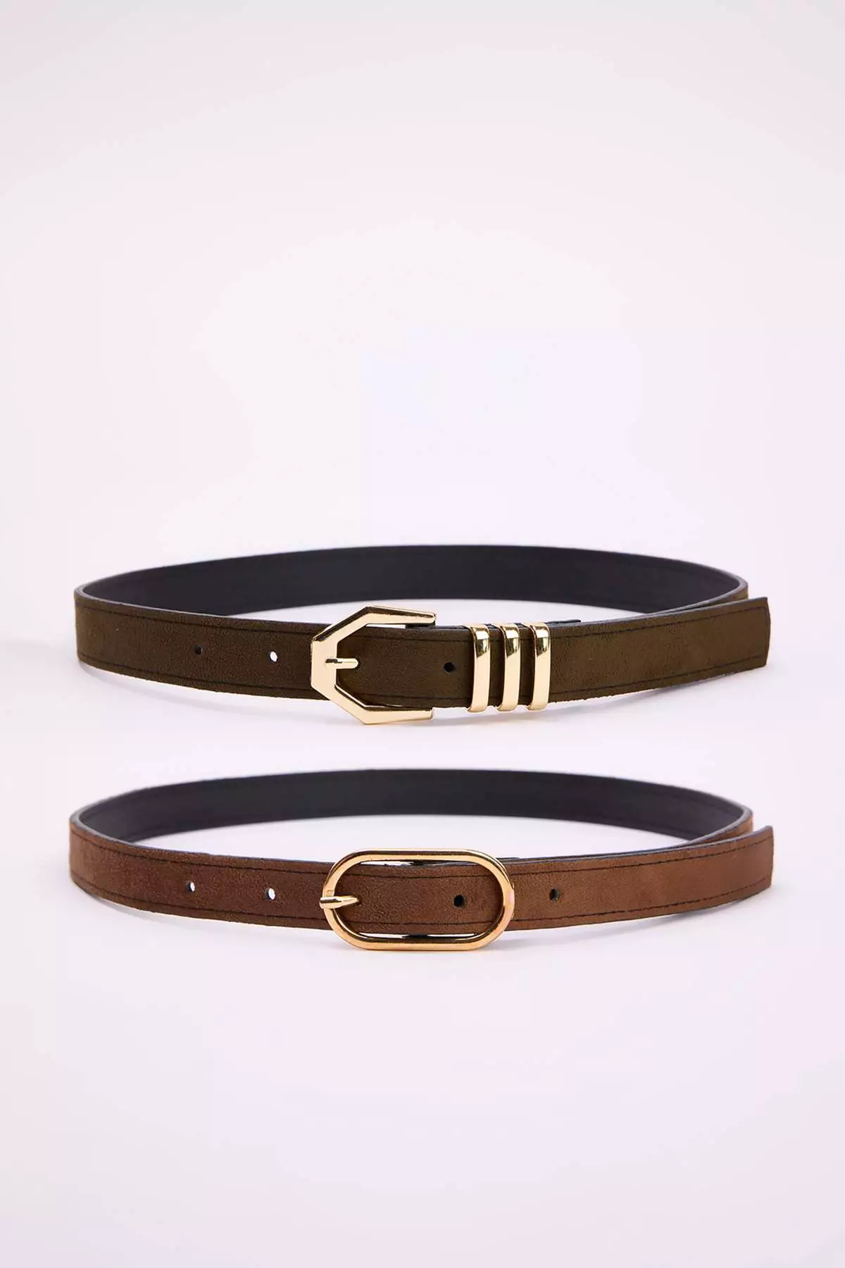 25% OFF Brown/Khaki Double Pack Thin Women'S Belt Twoaw26Ke2