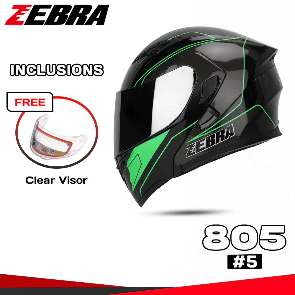 44% OFF ZEBRA FF805 #5 Motorcycle Open Face Modular Helmet Dual Visor