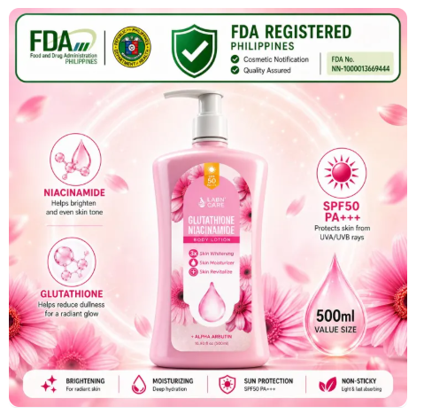 32% OFF Labn Care Premium Glutathione & Niacinamide Body Lotion SPF 50 PA++ Alpha Arbutin Vanilla Scent, 500ML Whitening Lotion,