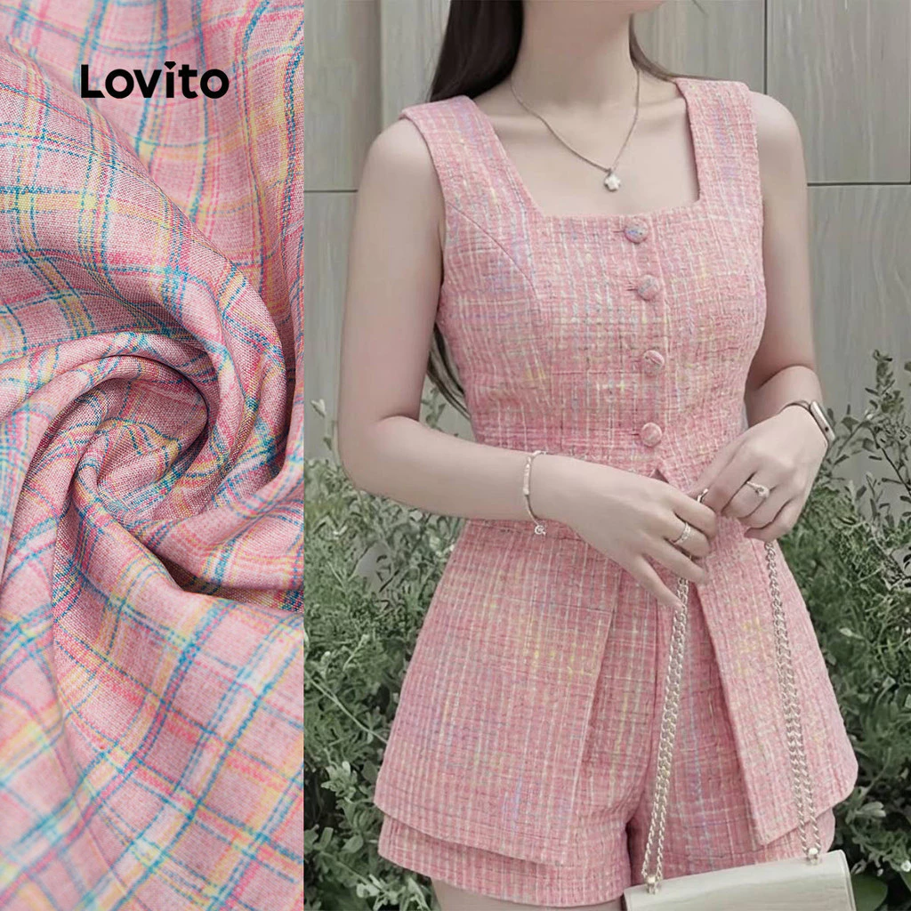 27% OFF Lovito Women Casual Shorts Sets Spring/summer Pink Shorts Sets LK5ED204