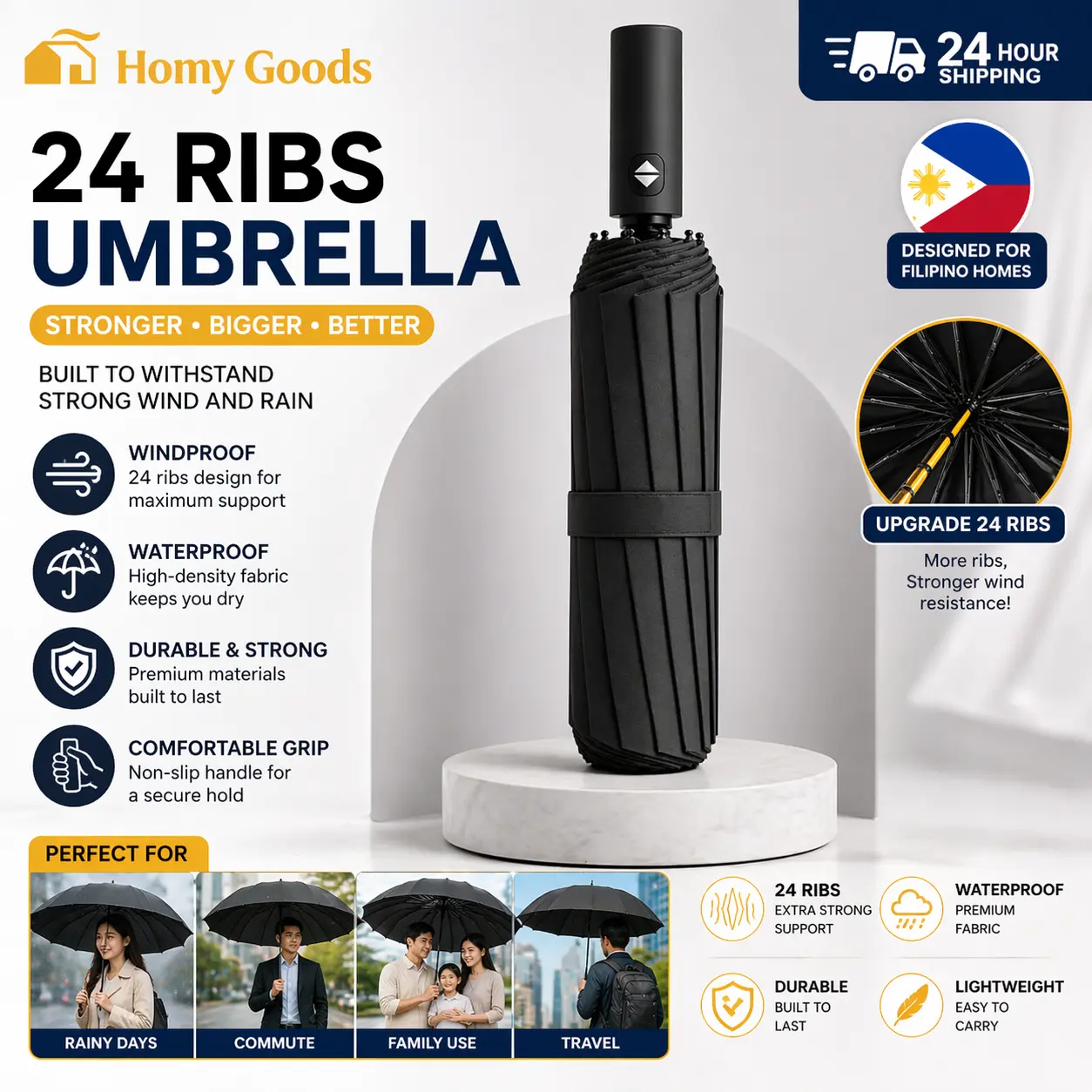 55% OFF Automatic Umbrella 24/20 Ribs waterproof Windproof Anti-UV Sunscreen Large Umbrella Folding Sunshade Steel