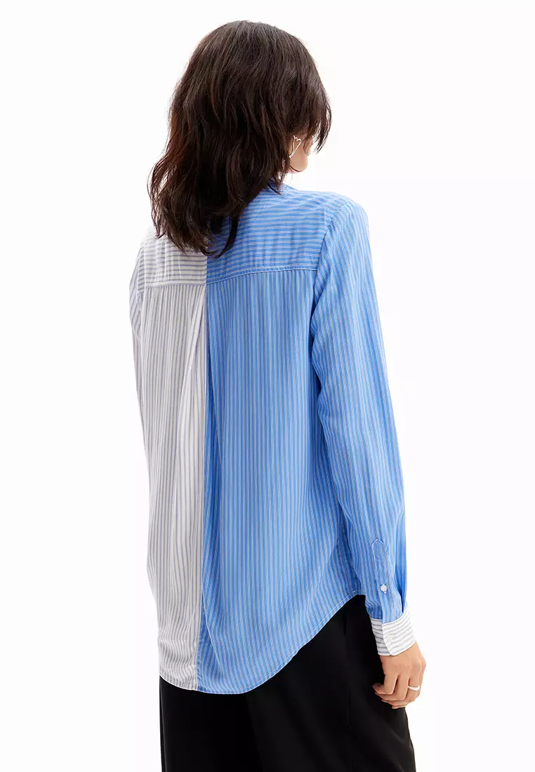 60% OFF Desigual Desigual Woman Striped patchwork flower shirt.