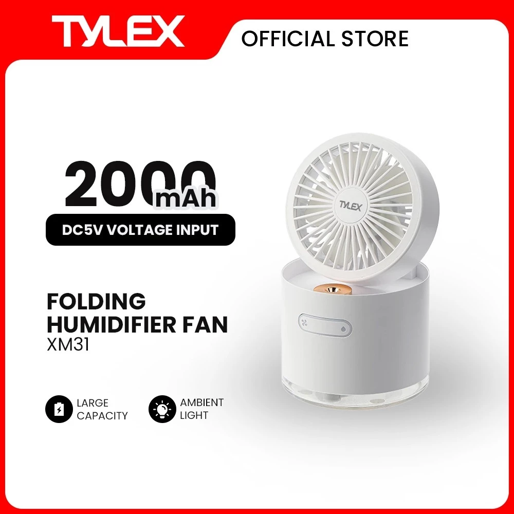 66% OFF Tylex XM31 Air Humidifier Electric Fan Multi-Function Foldable 2000mAh Water Tank Capacity: 300mL