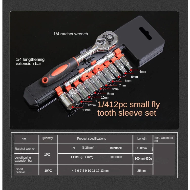 78% OFF TOOLS SET 1/4 Inch 1/2 INCH Ratchet Socket Wrench Set Multi-function Spanner Bicycle Motorcycle Car