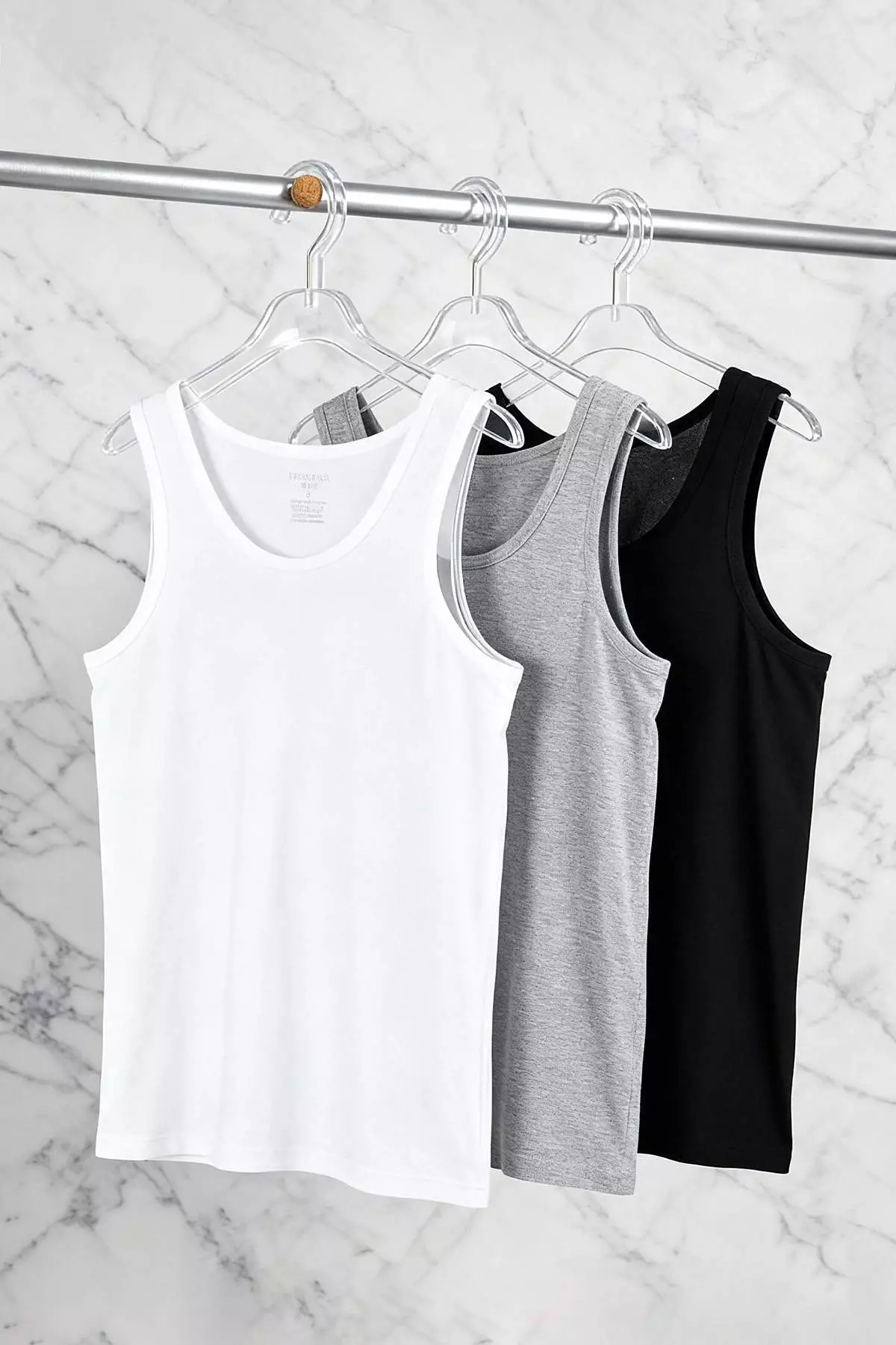 30% OFF Trendyol Gray - Black-White U-Neck Combed Cotton 3-Pack Cotton Underwear Undershirt Tmnss25Al00005