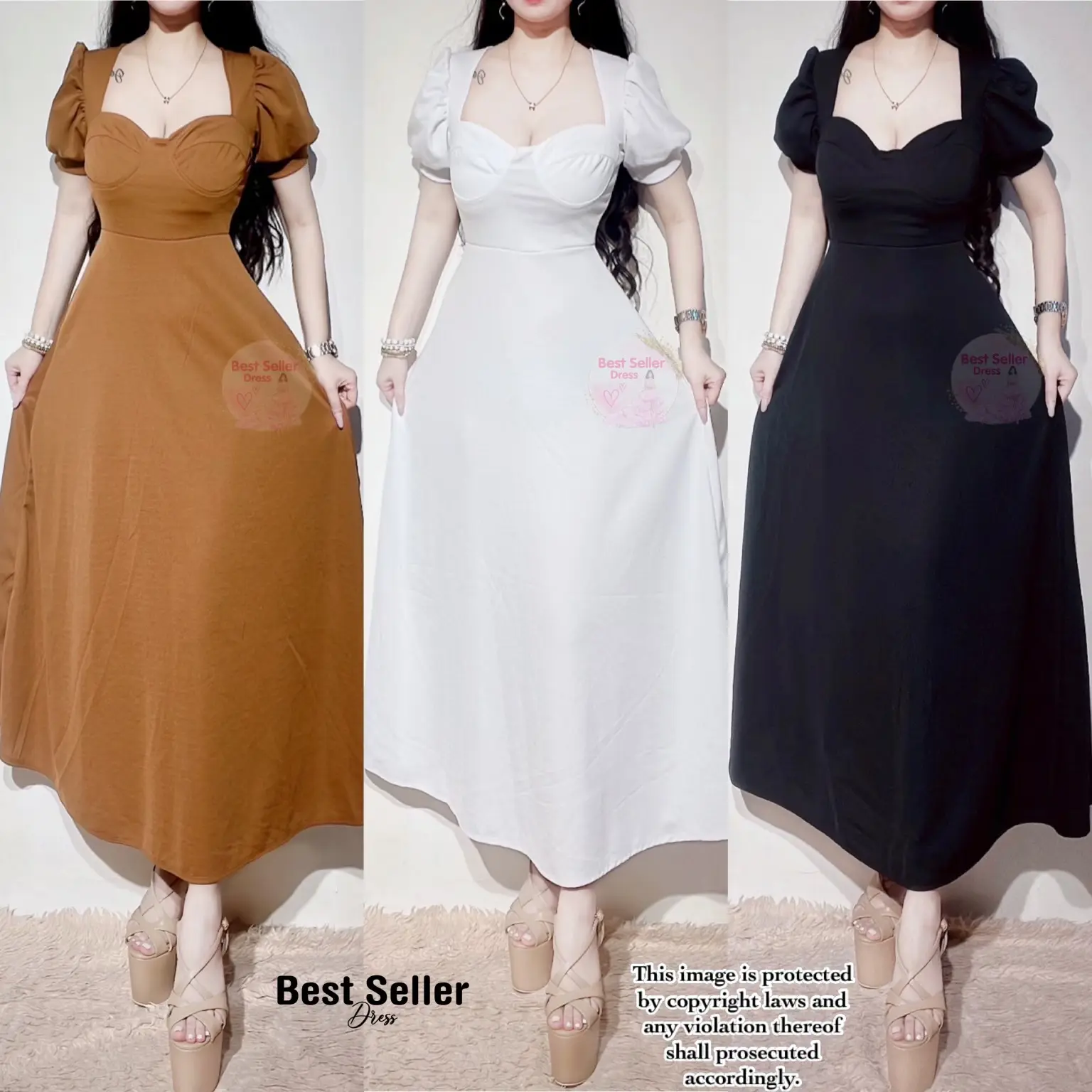 21% OFF BSD Best Seller Lady Regular/ Plussize Corset Puff Sleeves Maxi Dress Casual Womenswear Lingerie Women Casual Wear