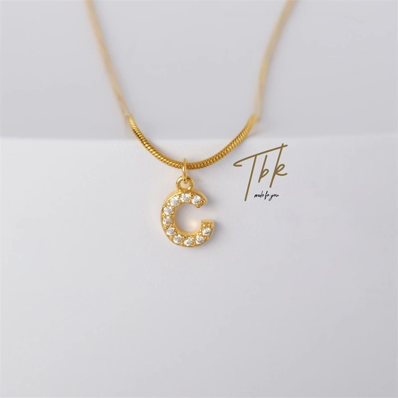 72% OFF TBK Iced Initial Choker 18K Gold Letter A-Z Pendant Necklace Accessories 38n
