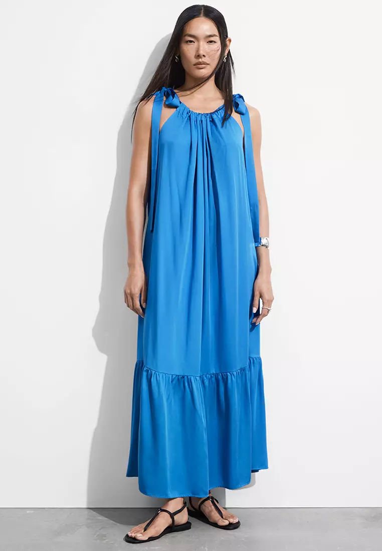 60% OFF Gathered Sleeveless Midi Dress