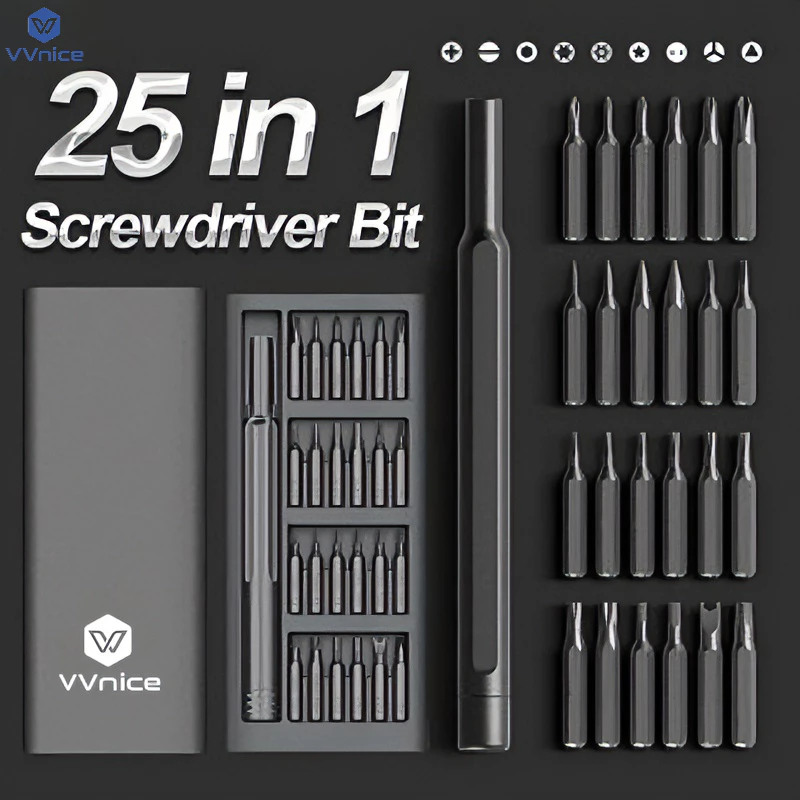 26% OFF VVnice Screwdriver Kit 24 Magnetic Bits Dismountable Screw Driver Set For PC Phone Repair