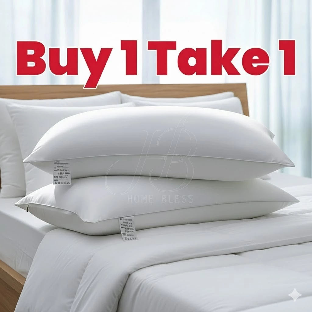 30% OFF Home Bless Buy 1 Take 1 Plain White Microfiber Cotton Pillow 65x45 CM & Throw Pillow 45x45 CM