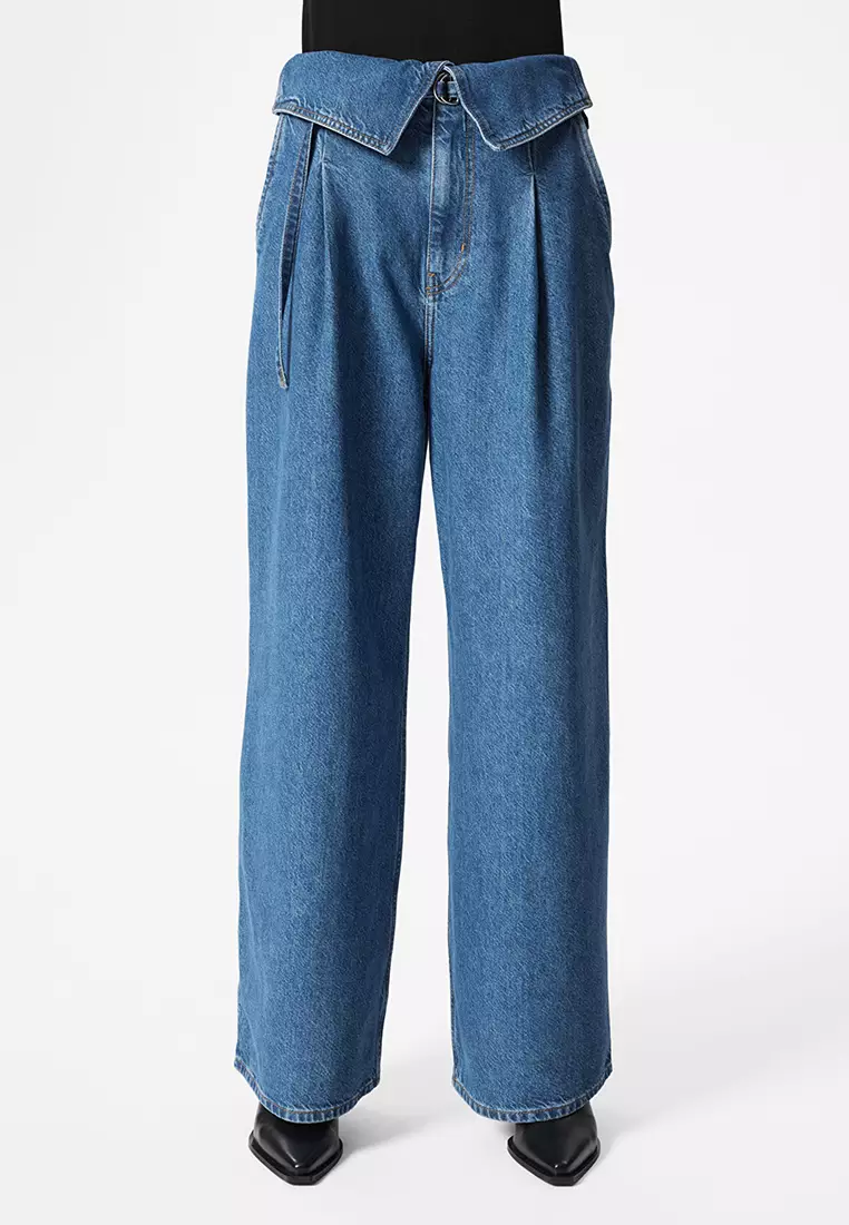 50% OFF Wide-Leg Paperbag Jeans