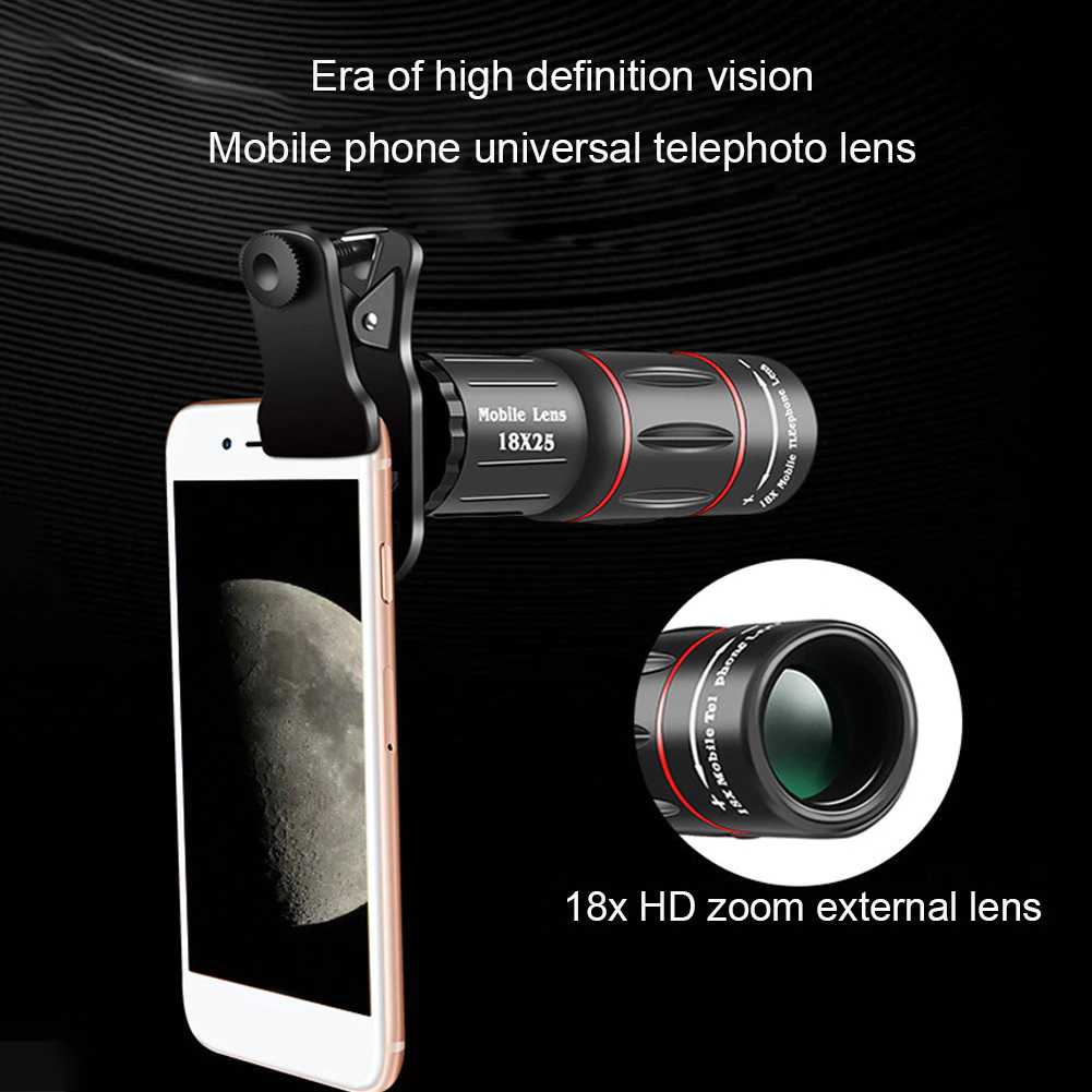 40% OFF Universal 18×25 Monocular Zoom Lens – Mobile Telescope Kit with Clip for Smartphones