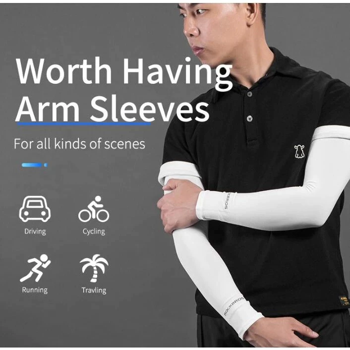 35% OFF #HRHSHOPPE#1PAIR ROCKBROS Sport Arm Sleeve Breathable Elasticity Cycling UV Protection Arm Sleeves C