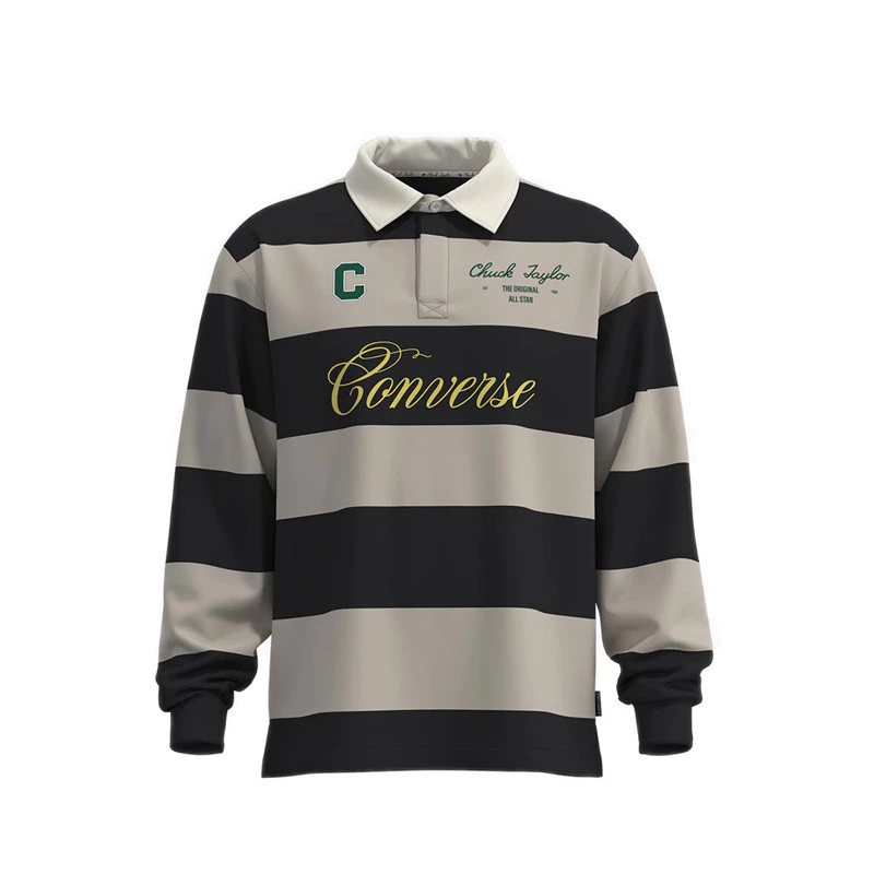 28% OFF Converse Varsity Rugby Men's Polo - Converse Black Multi