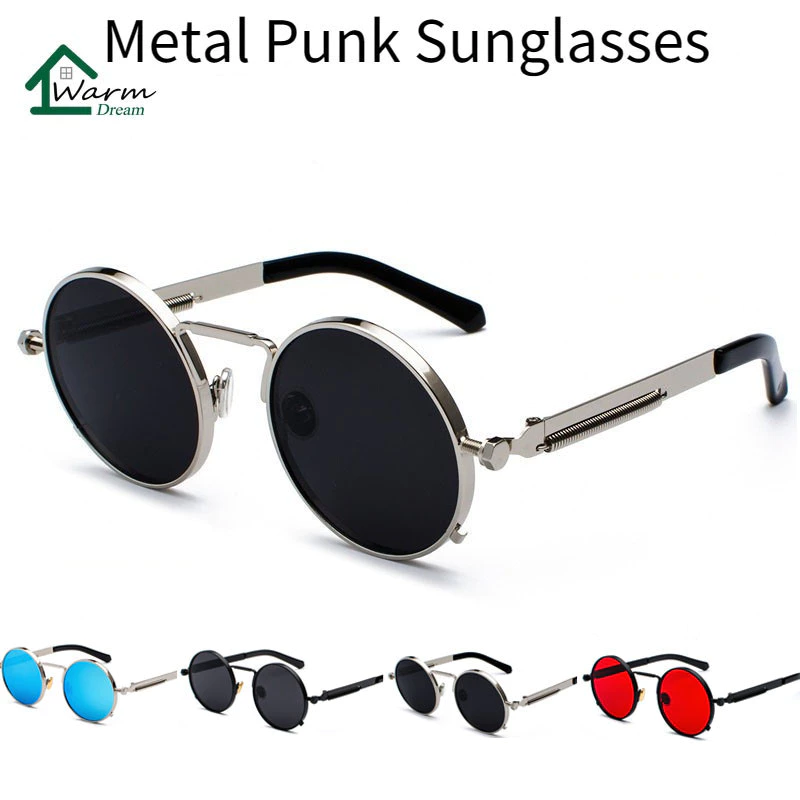 47% OFF Classic Punk Sunglasses Retro Men's Women's Round Metal Steampunk Sunglasses Gothic Glasses UV400 Summer Sunscreen