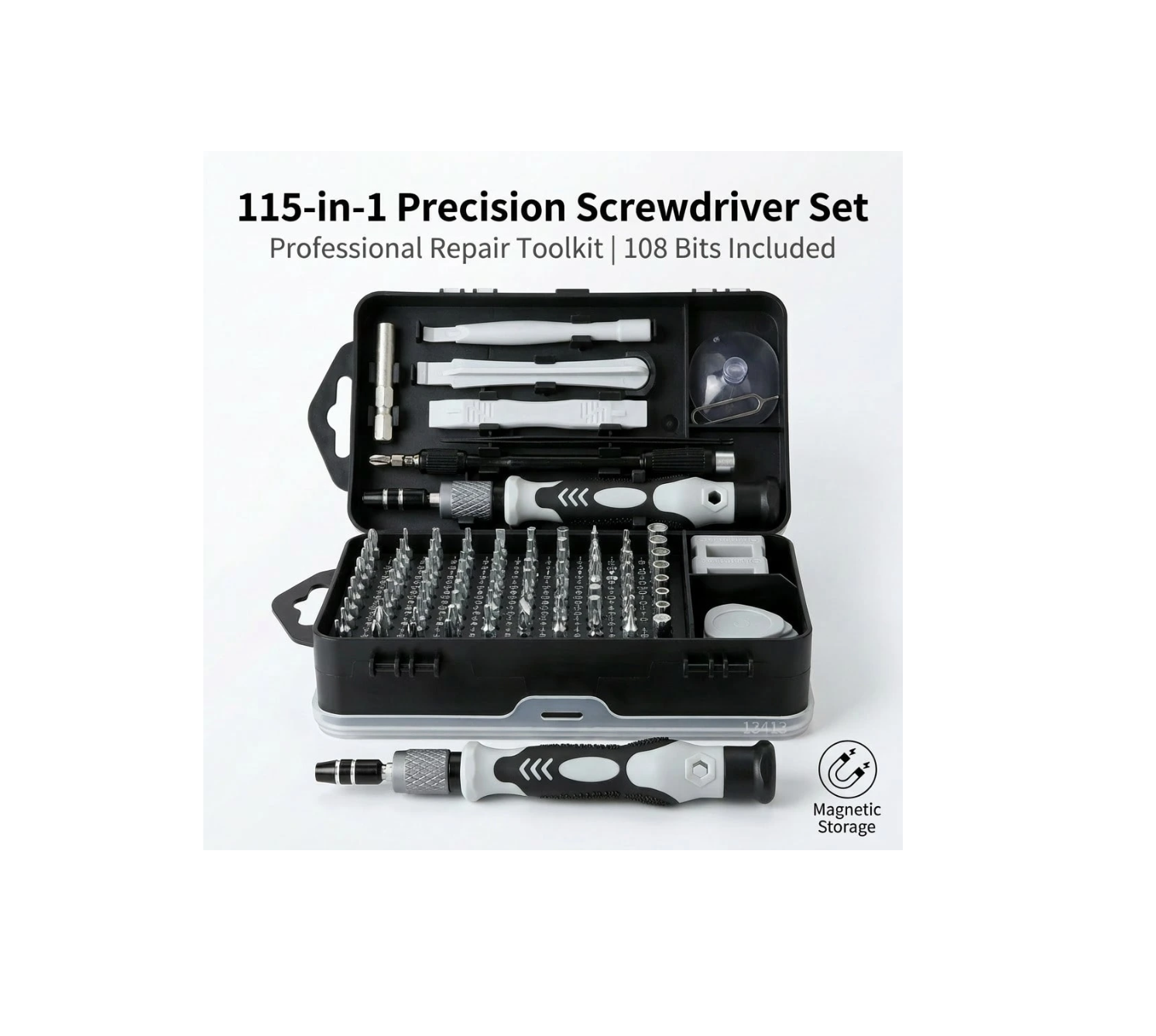 31% OFF 115-In-1 Precision Screwdriver Set, Magnetic Tool Kit With 108 Bits, Multi-Function For Phone, Watch, Digital Devices, Computer, Laptop & Electronics Repairs – Professional Repair Tool Kit For Men, DIY, Gifts For Men, Multi-Angle, S2 & CR-V Steel