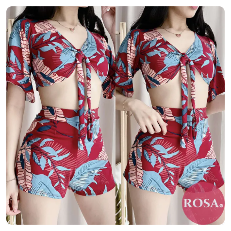 71% OFF Rosa Sexy Bikini Set Floral Print Milk Silk Slim Fit Swimwear Set Free Size T1516