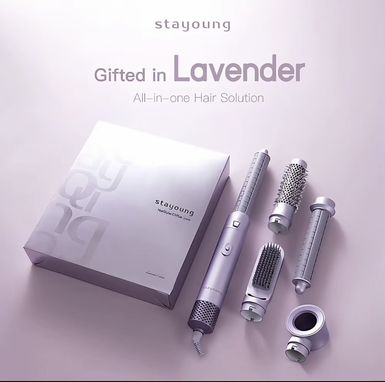 50% OFF STAYOUNG 5 in 1 Hair Styler C1 / R C1 Plus Lavender Multifunctional Hair Dryer Styling Tool, Hot Air Dryer blower Curler Best Christmas gift