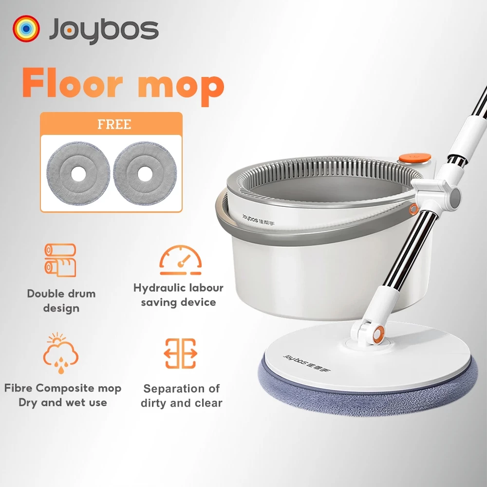 49% OFF Joybos M16 Plus Self Wash Spin Mop Rotating Spin Mop Bucket Set Automatic Spinning Magic Microfiber 2 Mops No Hand-Washing