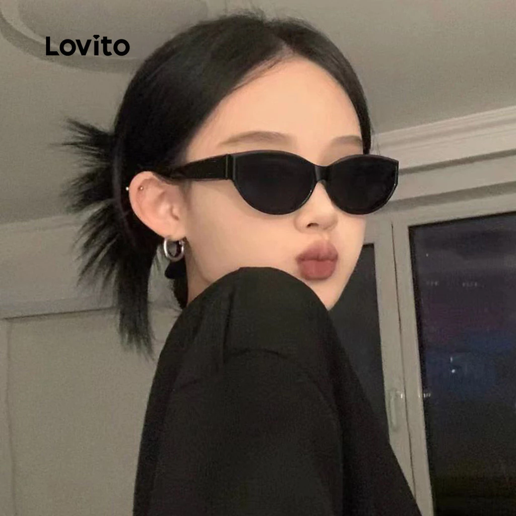 12% OFF Lovito Women Casual Plain Cat Eye Korean Sunglasses Pickleball LFA08707