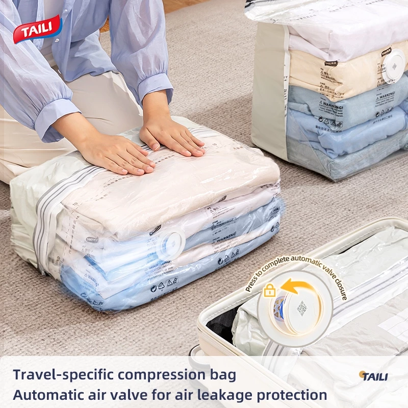50% OFF TAILI No-Pump Vacuum Storage Bag 3D Space Saving Extra large vacuum compression bag for Clothes Quilts Blanket Jacket Pillows