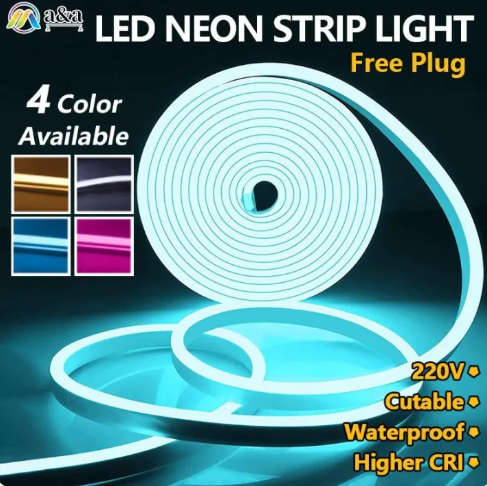 71% OFF 220V LED Neon Light Strip LED Flexible Light Strip Holiday Xmas Decoration DIY home lighting decor IP67 Waterproof Free PLUG Christmas Solar String Lights