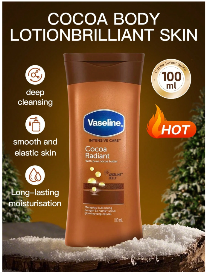 6% OFF Vaseline 1 Bottle 100ml Cocoa Butter + Petroleum Jelly Moisturizing Body Lotion, Deeply Nourishing & Hydrating, Suitable For Dry Skin In Autumn/Winter
