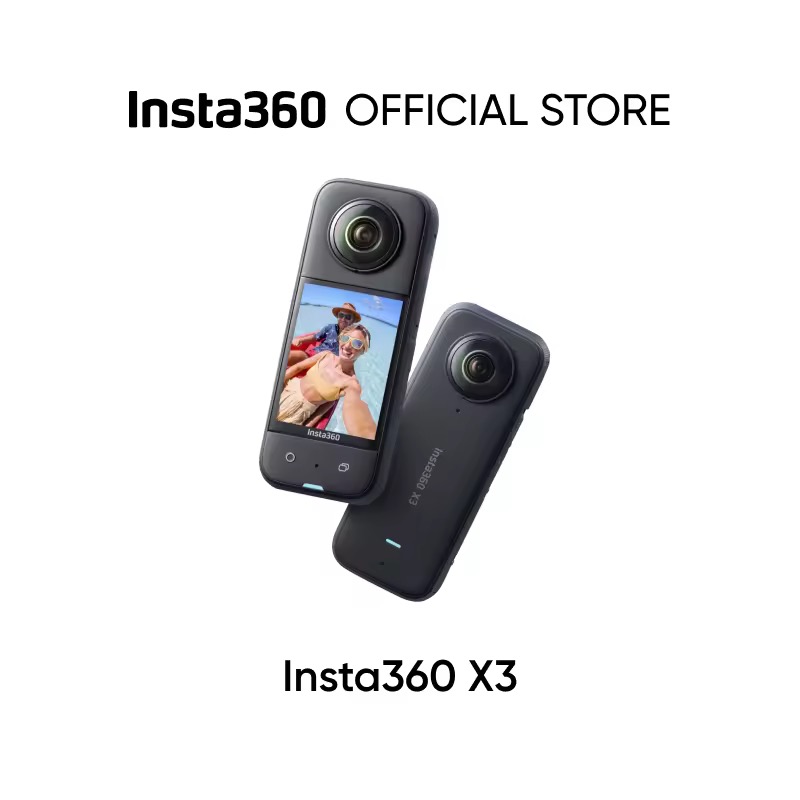 insta360 X3, Waterproof 360 Action Camera with 1/2" 48MP Sensors, 5.7K 360 Active HDR Video, 72MP 360 Photo, 4K Single-Lens, 60fps Me Mode, Stabilization, 2.29" Touchscreen, AI Editing, Live Stream