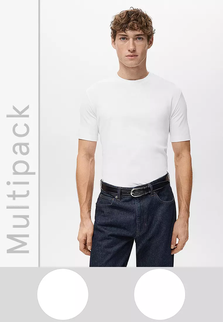 60% OFF Pack of 2 Stretch Cotton T-Shirts