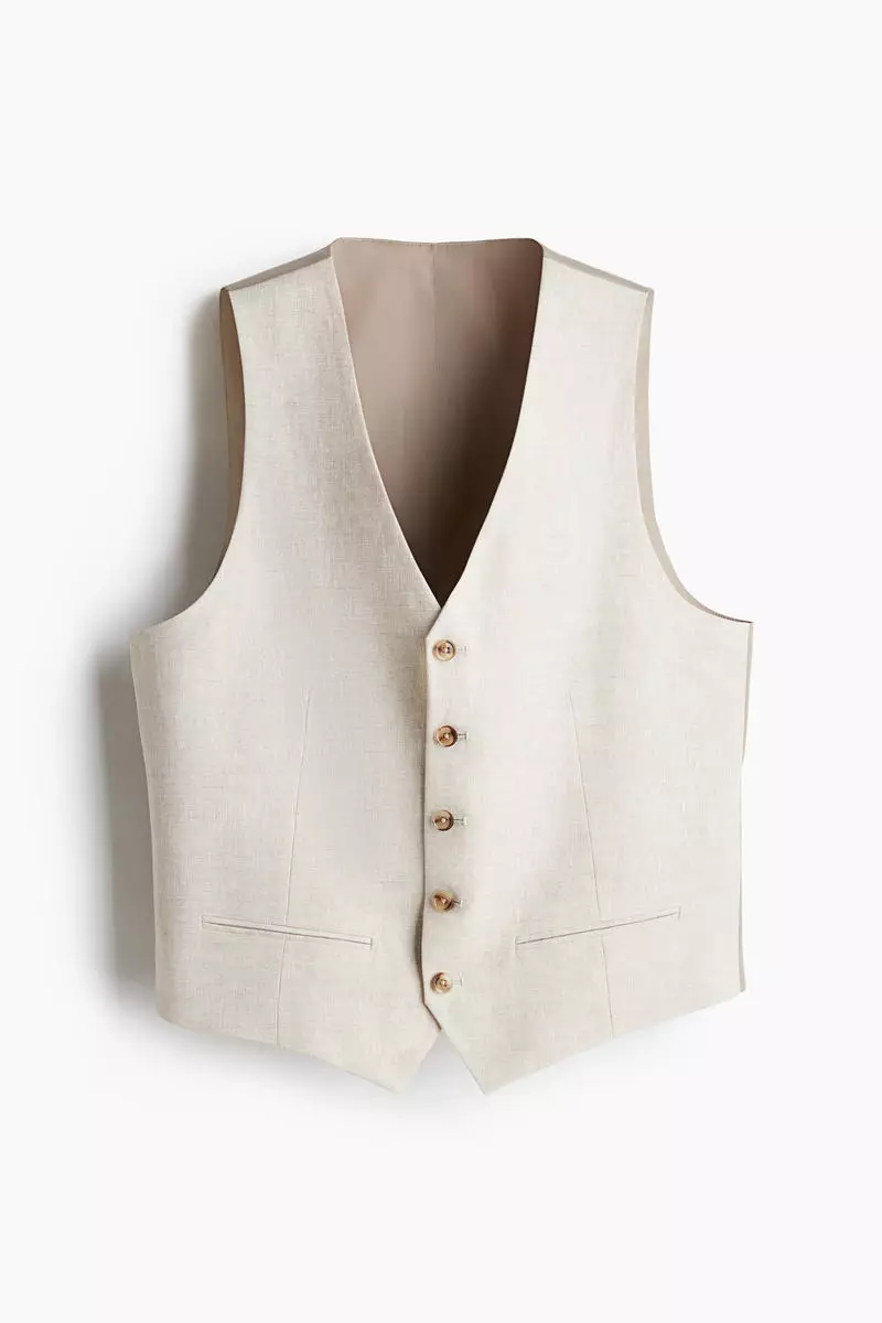 50% OFF Slim Fit Linen suit waistcoat