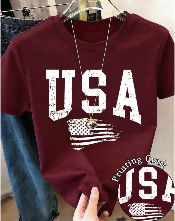 22% OFF Resyla Women's Patriotic Graphic Crew Neck T-Shirt, 250th Anniversary Of U.S. Independence, Commemorative 1776-2026 Independence Day Casual Short-Sleeve T-Shirt
