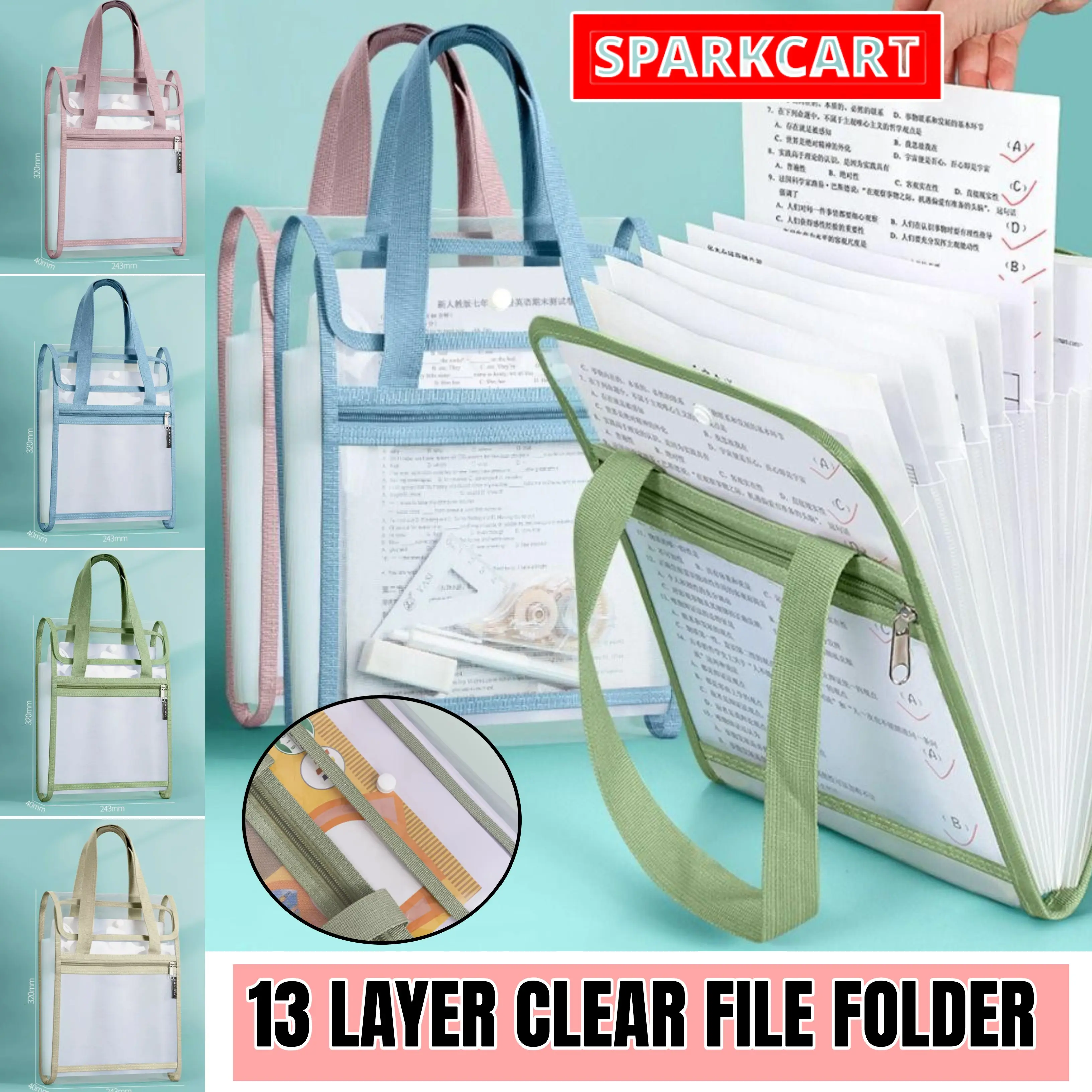 25% OFF 13 Pocket File Folders, Portable Multi-Layer A4 Expanding Organ Bag, Document Holder Large Capacity Document Storage
