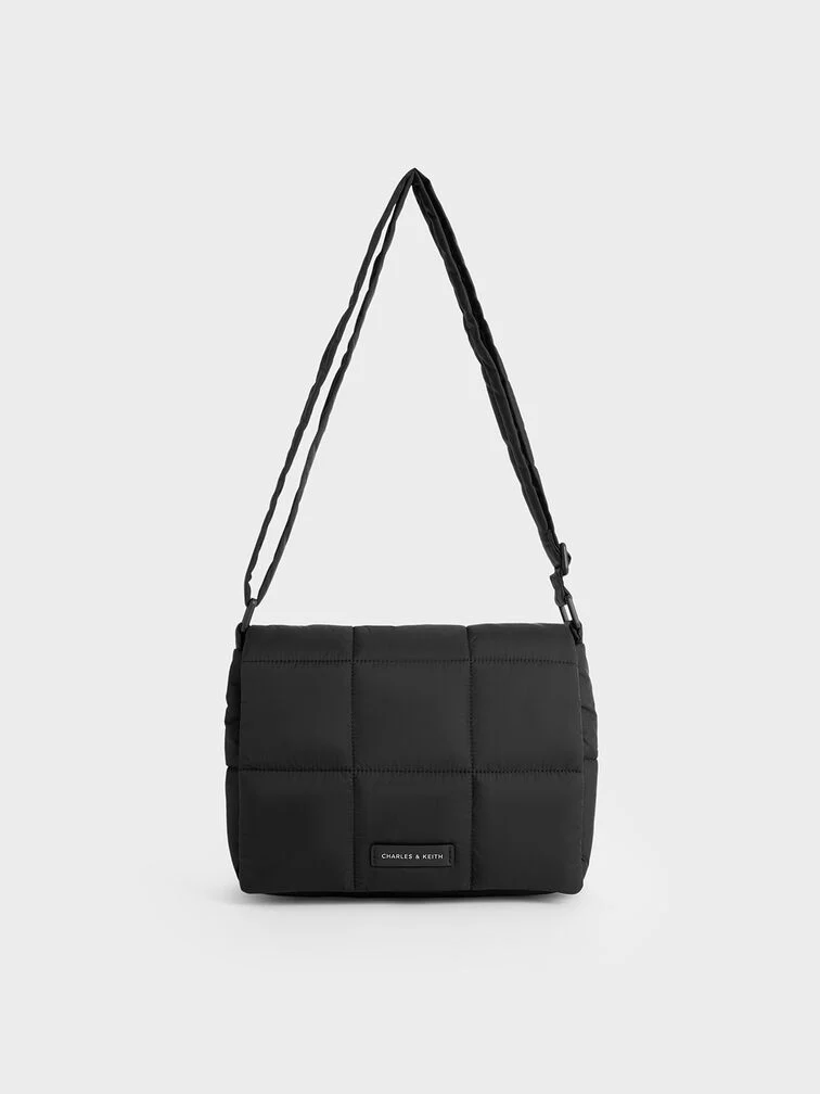50% OFF Mini Errya Nylon Quilted Puffy Crossbody Bag - Jet Black