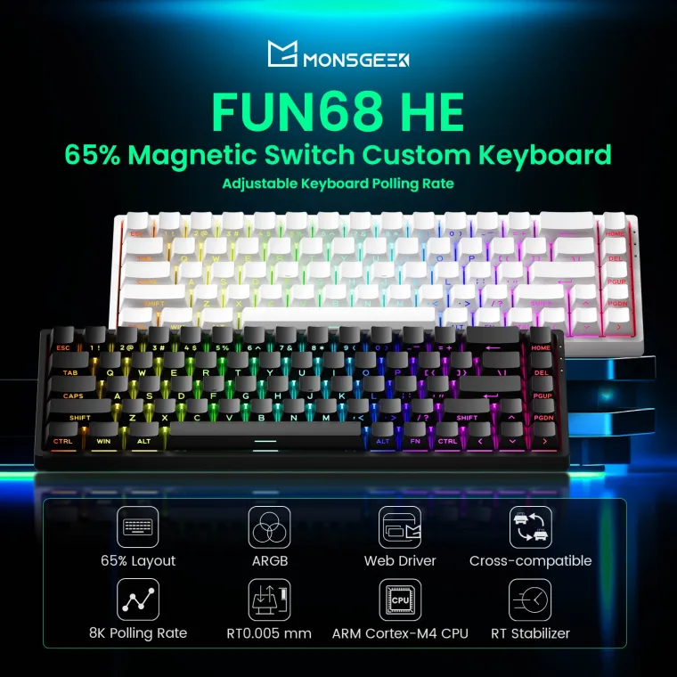 Akko MonsGeek FUN68 FUN60 PRO&MAX HE Magnetic Keyboard 60% 65% Gaming Keyboards Rapid Trigger 8K Custom Keyboard Gamer Esports