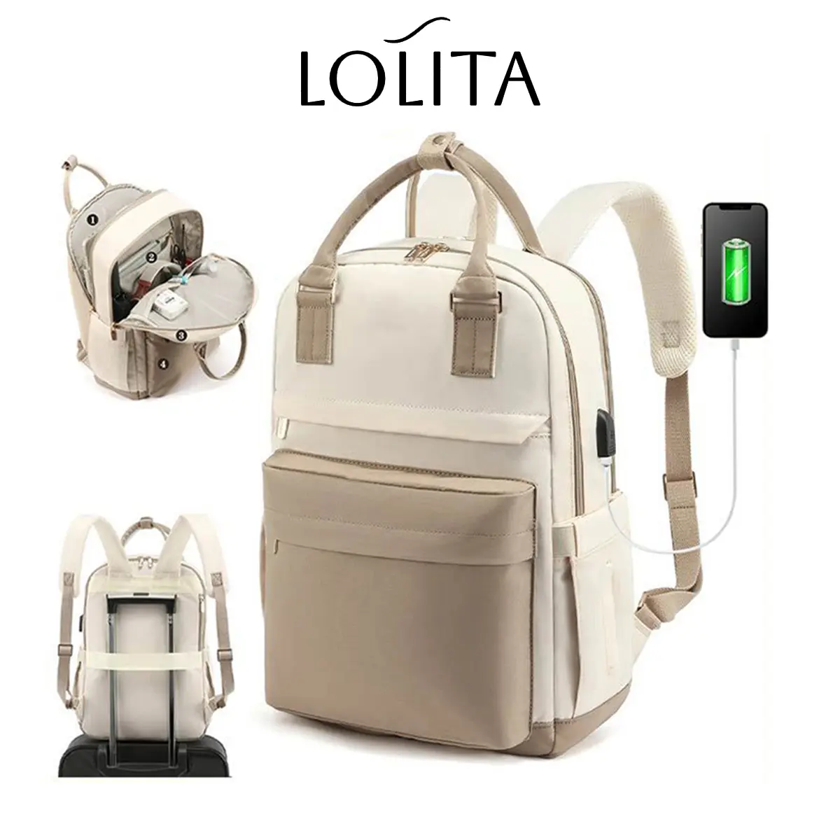 19% OFF Lolita Korean Large capacity Laptop Backpack for Women 16 inch Laptop Bag Fashion School Bag with USB Port Waterproof Travel Backpack