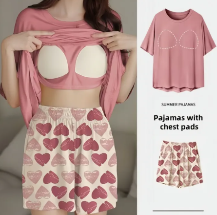 69% OFF GD pajama Women's set with breast pad pangtulog terno for woman plus size casual and sweet