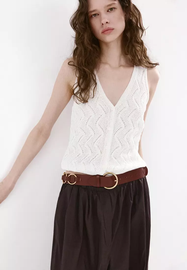 71% OFF Mango Openwork Knit V-Neck Gilet