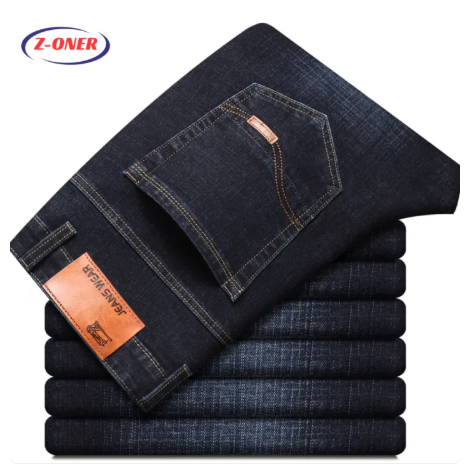 72% OFF Z-ONER Men's Jeans Business Stretch Mid Slim Jeans for Men Casual Trousers Solid Denim Pants Men Size 28-40 Men Jeans