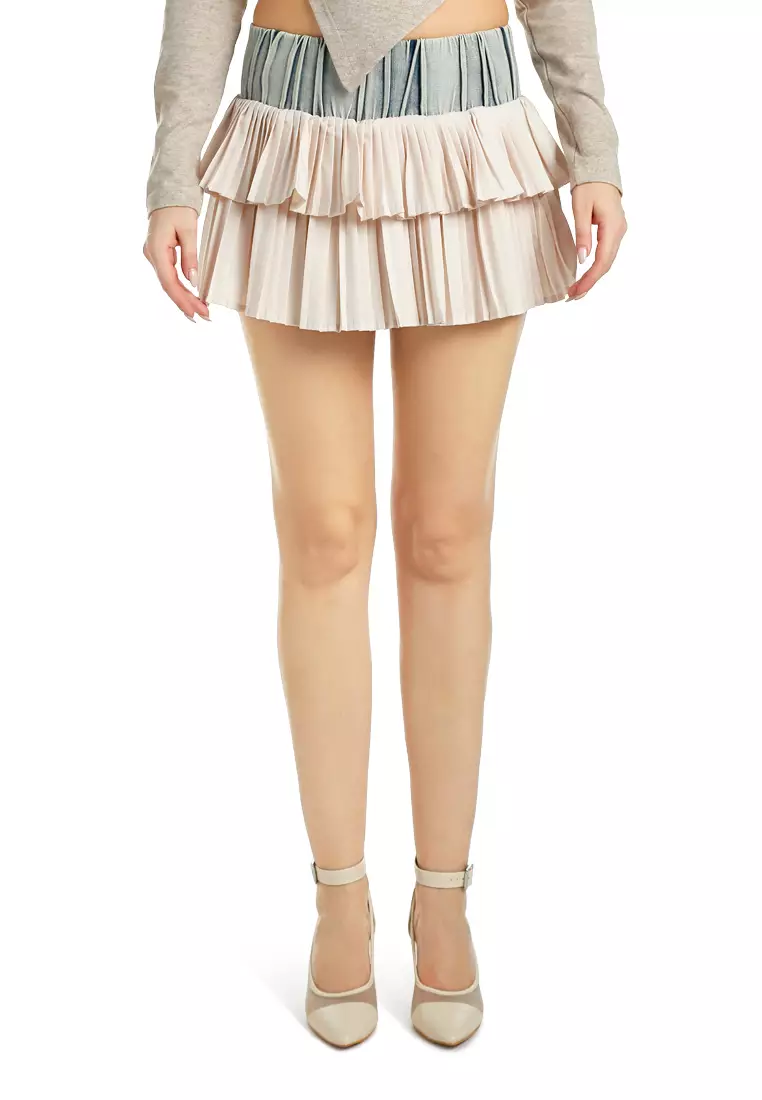 37% OFF London Rag Ruffle Two-Tone Mini Skirt